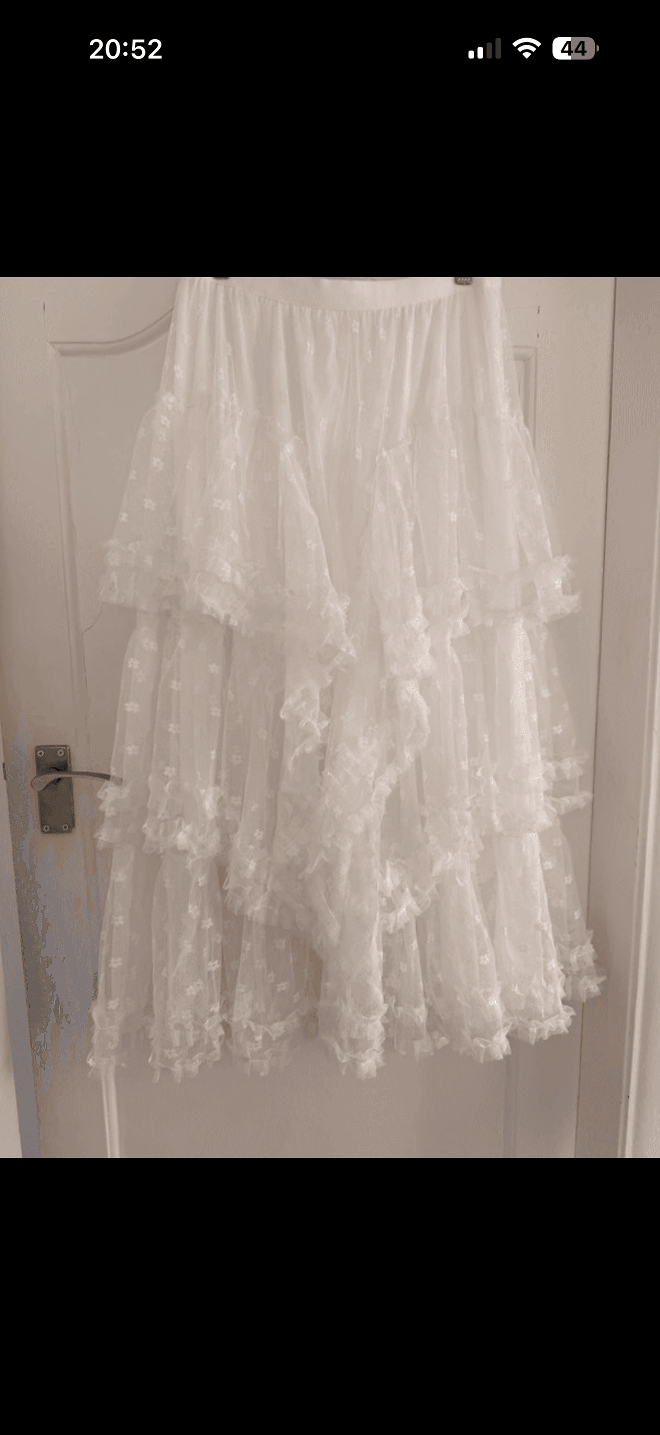 White Tiered Floral Lace Tulle Maxi Skirt size UK12